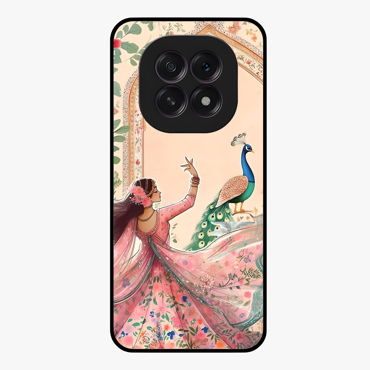 Royal Grace Muse Glass Case showing flat back view with elegant artistic artwork and glossy glass finish.