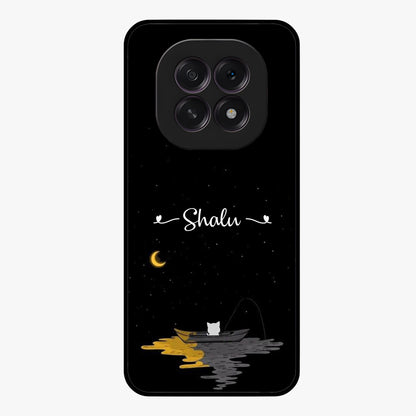 Silent Night Row Glass Case showing flat back view with calm night themed artwork and glossy glass finish.