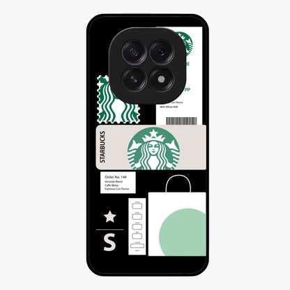 Starbucks Mocha Glass Case showing flat back view with coffee inspired artwork and glossy glass finish.