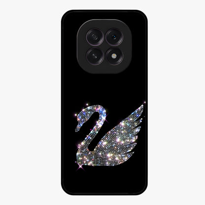 Starlit Swan Grace Glass Case showing flat back view with graceful swan artwork under starry sky and glossy glass finish.
