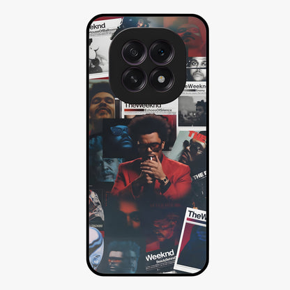 The Weeknd Glass Case showing flat back view with music inspired artistic portrait artwork and glossy glass finish.