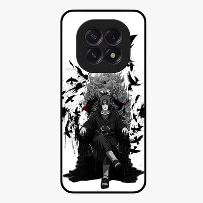 Uchiha Shadow Throne Glass Case showing flat back view with cosmic underwater themed artwork and glossy glass finish.