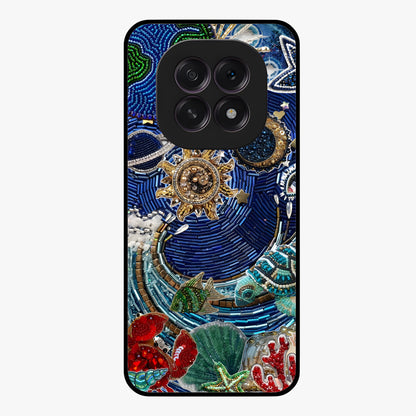Universe Underwater Spark Glass Case showing flat back view with cosmic underwater themed artwork and glossy glass finish.