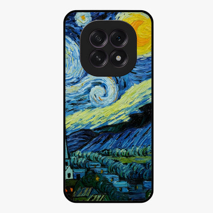 Van Gogh Art Glass Case showing flat back view with classic painterly artwork inspired by Van Gogh style and glossy glass finish.