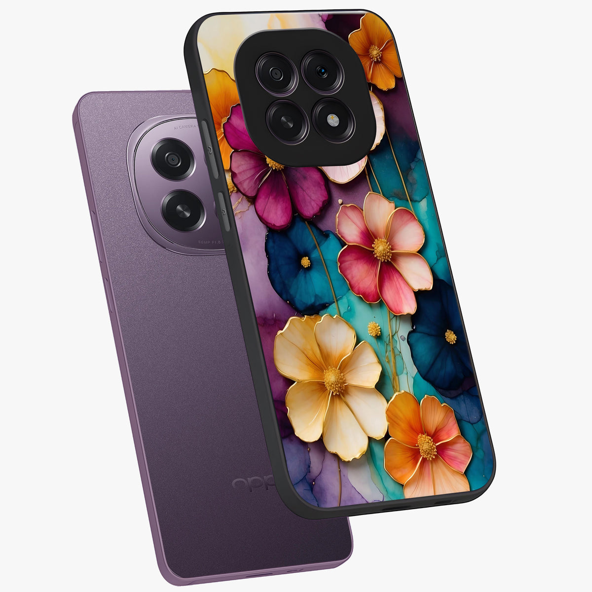 Artlyn Grace Flower Pattern Glass Case displayed in angled mockup highlighting delicate flower pattern design and smooth glass surface.