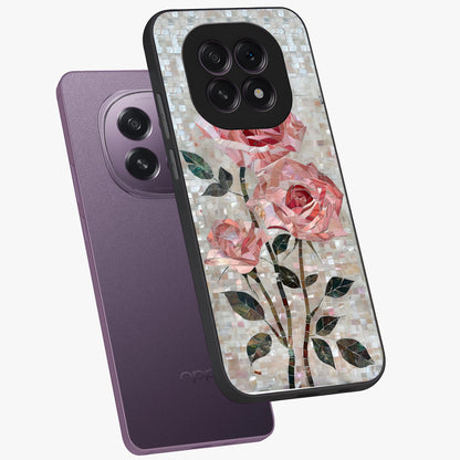 Blush Mosaic Bloom Glass Case displayed in angled mockup highlighting artistic mosaic flower pattern with aesthetic design.