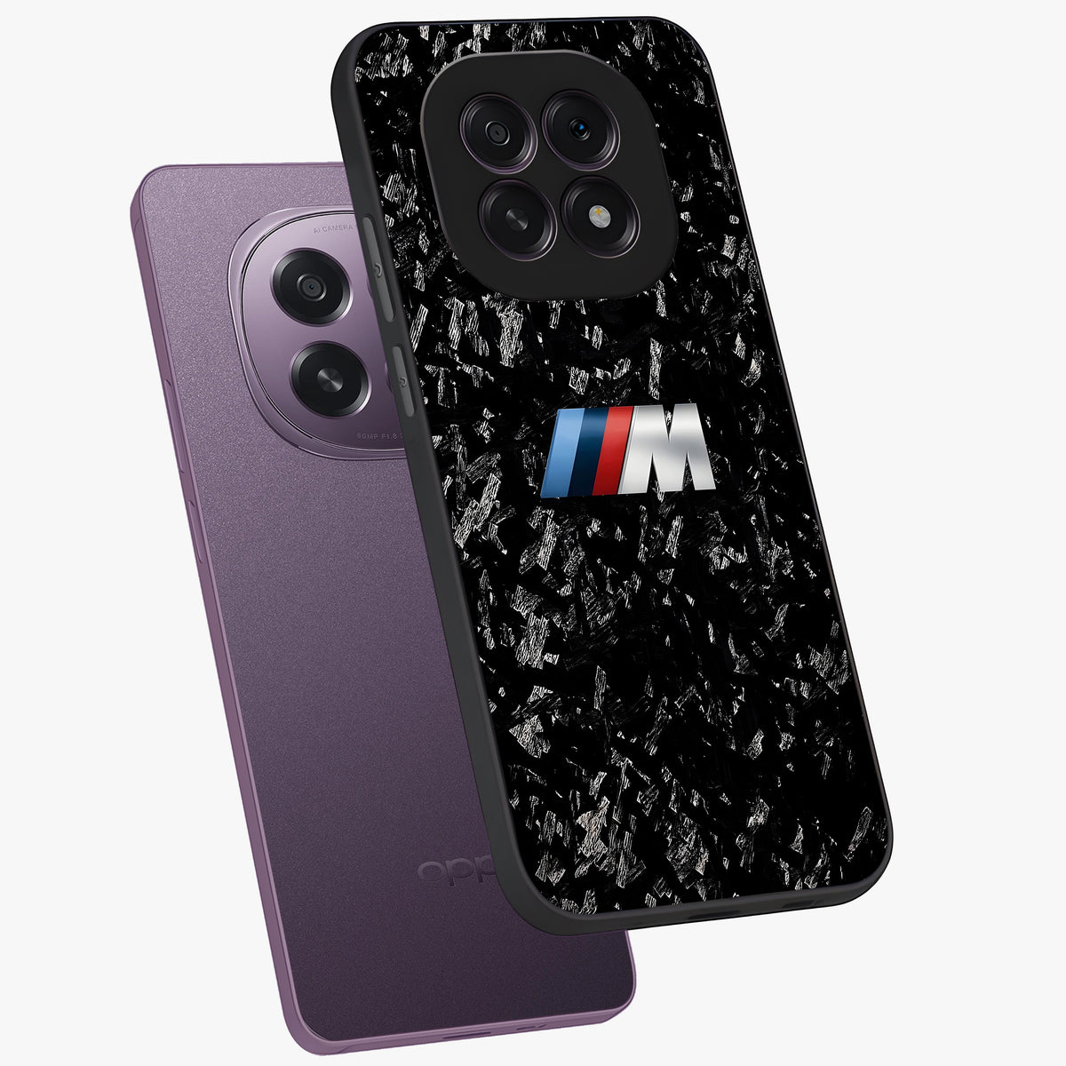 Carbon Speed Mark Glass Case displayed in angled mockup highlighting racing inspired carbon design and sleek aesthetic style.