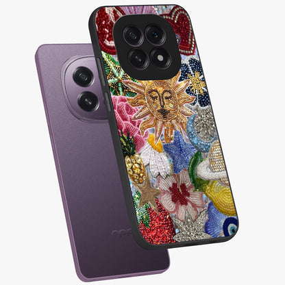 Celestial Floral and Playful Glass Case displayed in angled mockup highlighting playful floral design with dreamy celestial elements.