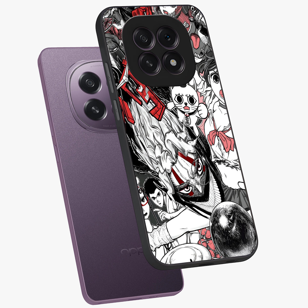 Crimson Chaos Panel Glass Case displayed in angled mockup highlighting chaotic panel style design with modern graphic theme.
