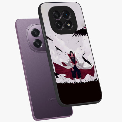 Crimson Crow Ascension Glass Case displayed in angled mockup highlighting powerful crow illustration with dark crimson aesthetic.