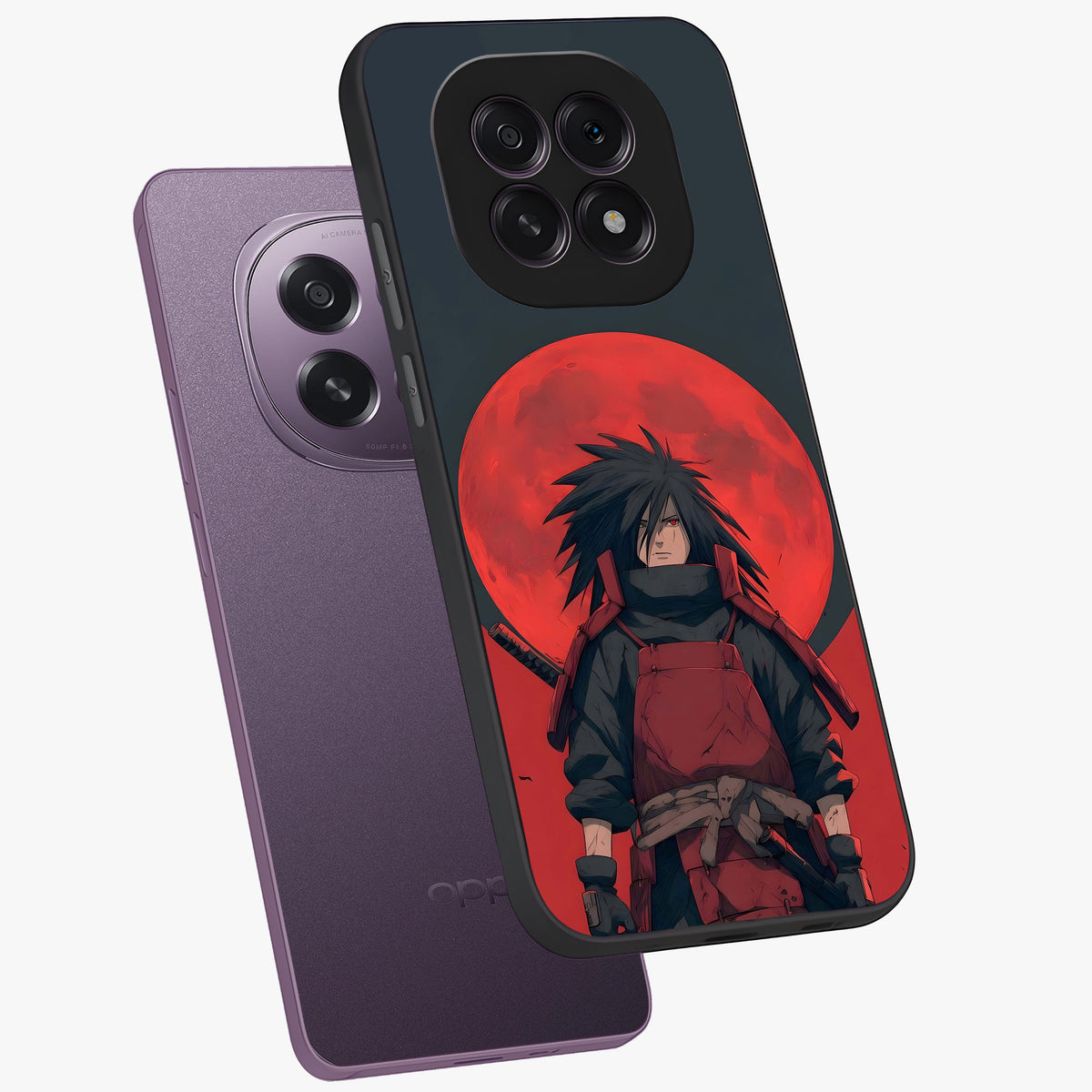 Crimson Moon Warlord Glass Case displayed in angled mockup highlighting dramatic crimson moon design with fantasy aesthetic.