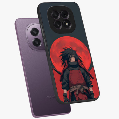 Crimson Moon Warlord Glass Case displayed in angled mockup highlighting dramatic crimson moon design with fantasy aesthetic.
