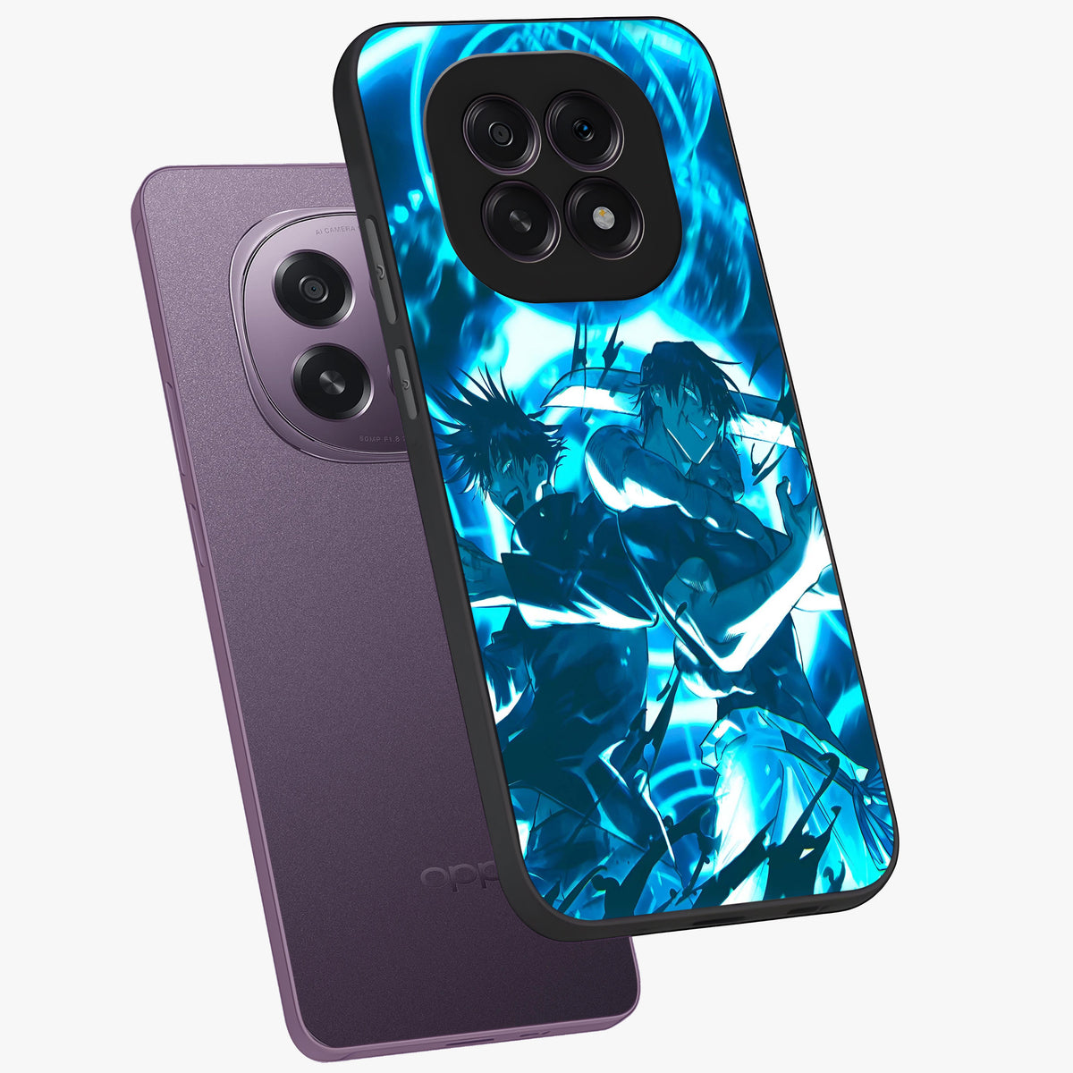 Cursed Energy Clash Glass Case displayed in angled mockup highlighting powerful battle inspired graphic with anime style aesthetic.