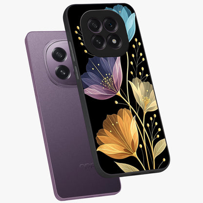 Delicate Multicolor Flowers Glass Case displayed in angled mockup highlighting colorful flower pattern with soft aesthetic style.