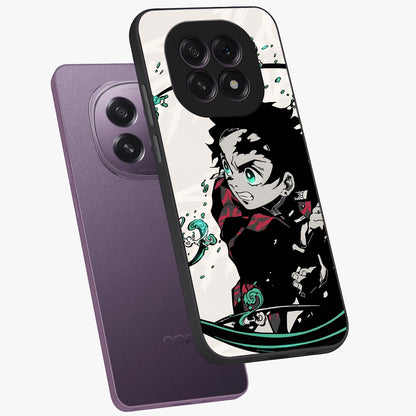 Demon Slayer Glass Case displayed in angled mockup highlighting dramatic anime character design with action aesthetic.
