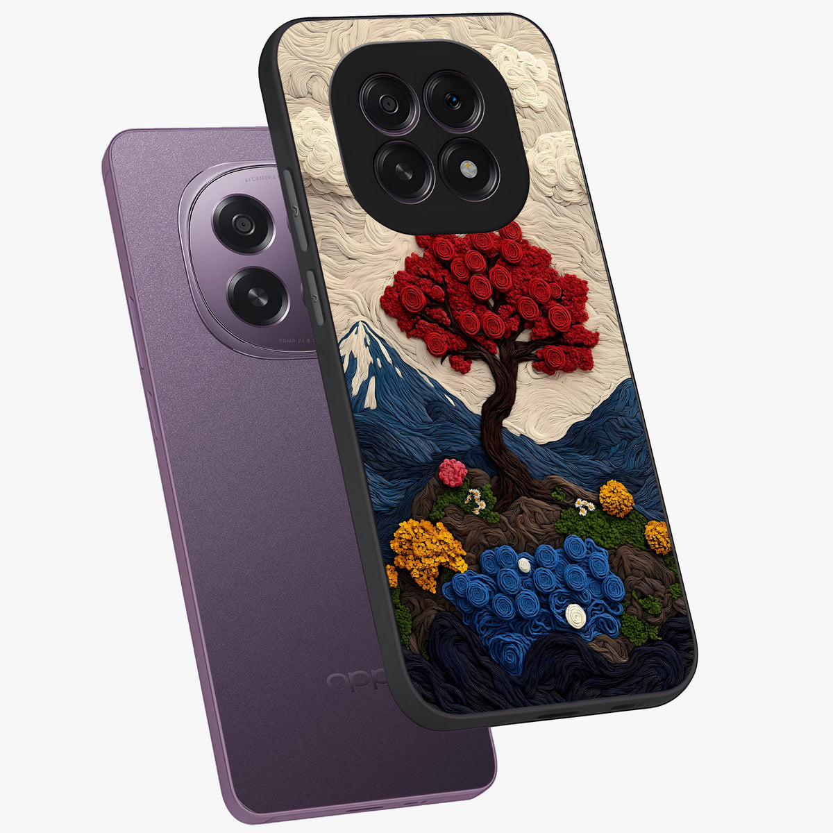 Eternal Nature Tapestry Glass Case displayed in angled mockup highlighting detailed botanical pattern with artistic aesthetic.