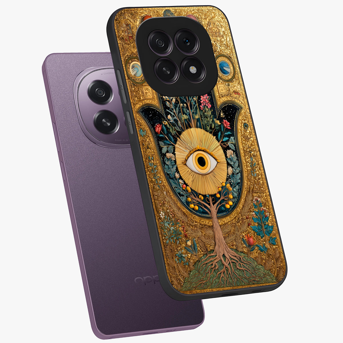 Ethereal Evil Eye Glass Case displayed in angled mockup highlighting protective evil eye symbol with spiritual aesthetic design.