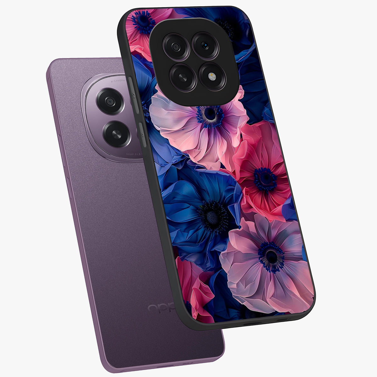 Flower Paper Art Pattern Glass Case displayed in angled mockup highlighting layered paper flower design with artistic aesthetic.