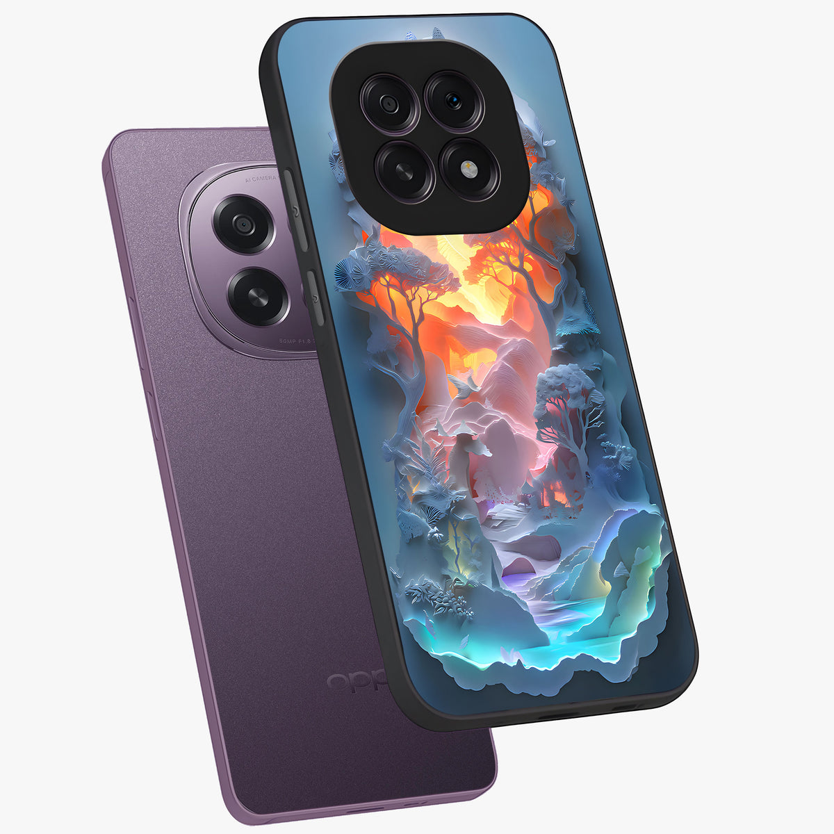 Glow Forest Portal Glass Case displayed in angled mockup highlighting mystical forest design with magical glowing aesthetic.