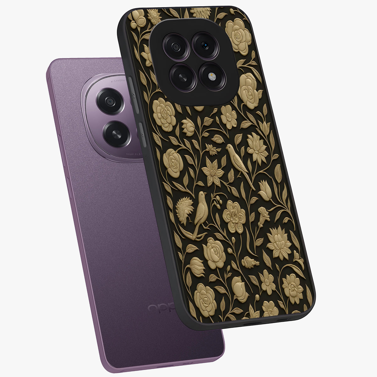 Golden Evil Eye Mandala Glass Case displayed in angled mockup highlighting protective evil eye symbol with golden mandala design.