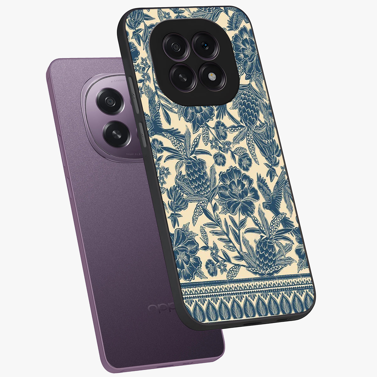 Heirloom Wild Bloom Glass Case displayed in angled mockup highlighting botanical bloom design with classic aesthetic style.
