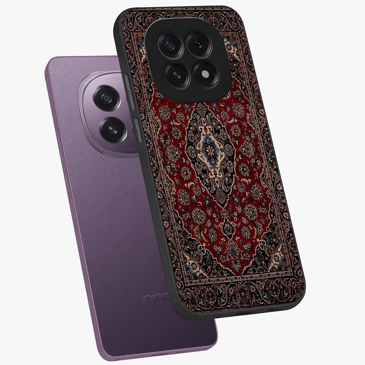 Heritage Carpet Royale Glass Case displayed in angled mockup highlighting intricate royal carpet design with heritage aesthetic.