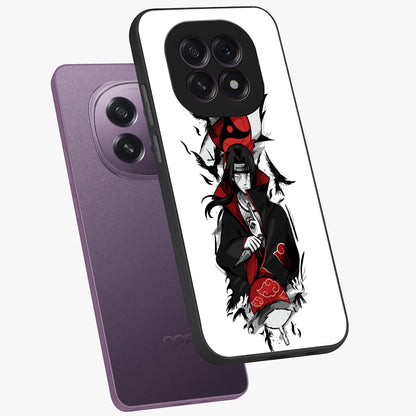 Itachi Limited Edition Naruto Anime Glass Case displayed in angled mockup highlighting dramatic anime illustration with bold action aesthetic.