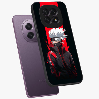 Kakashi Scarlet Shadow Glass Case displayed in angled mockup highlighting dramatic ninja illustration with scarlet themed aesthetic.