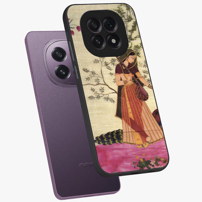 Lady With Veena Art Glass Case displayed in angled mockup highlighting graceful musical illustration with cultural artistic aesthetic.