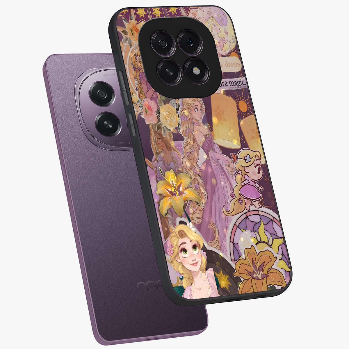 Magical Tangled Dream Glass Case displayed in angled mockup highlighting whimsical fantasy design with magical aesthetic.