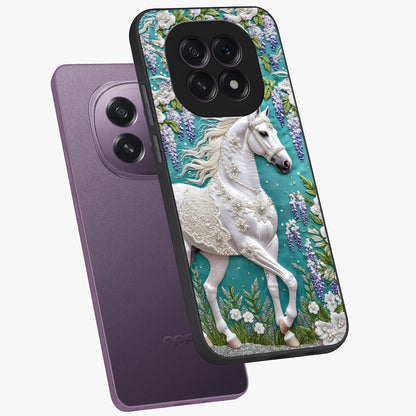 Majestic Floral Stallion Glass Case displayed in angled mockup highlighting majestic stallion illustration with elegant floral aesthetic.
