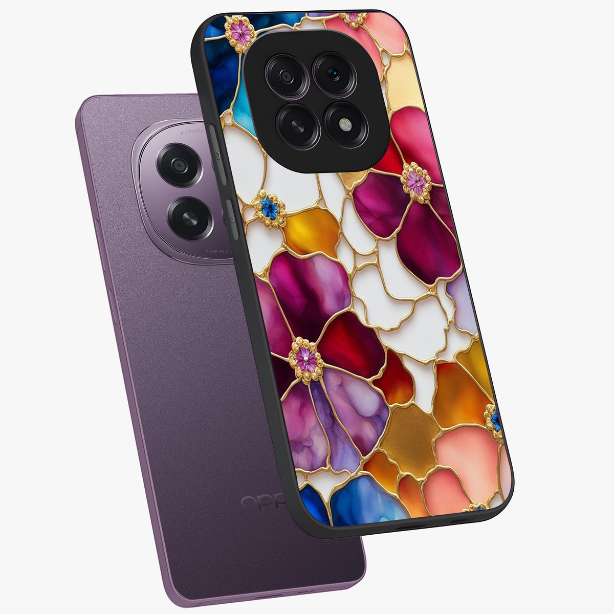 Marble Flower Pattern Glass Case displayed in angled mockup highlighting elegant marble floral design with modern aesthetic.