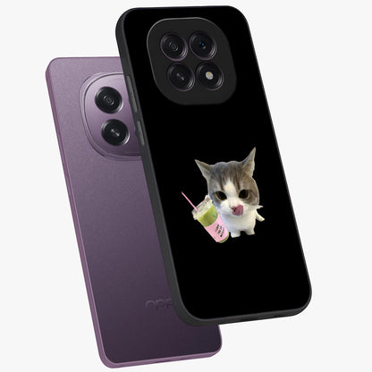 Matcha Cat Style Glass Case displayed in angled mockup highlighting playful feline design with pastel matcha aesthetic.