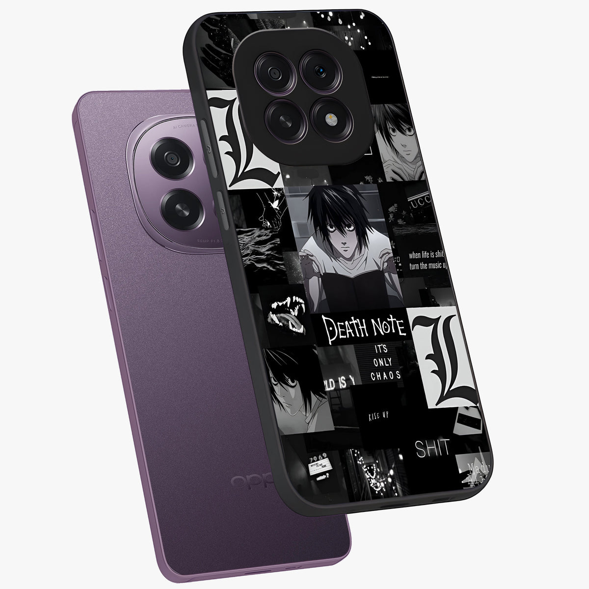 Midnight Chaos Mind Glass Case displayed in angled mockup highlighting chaotic artistic design with dramatic midnight aesthetic.