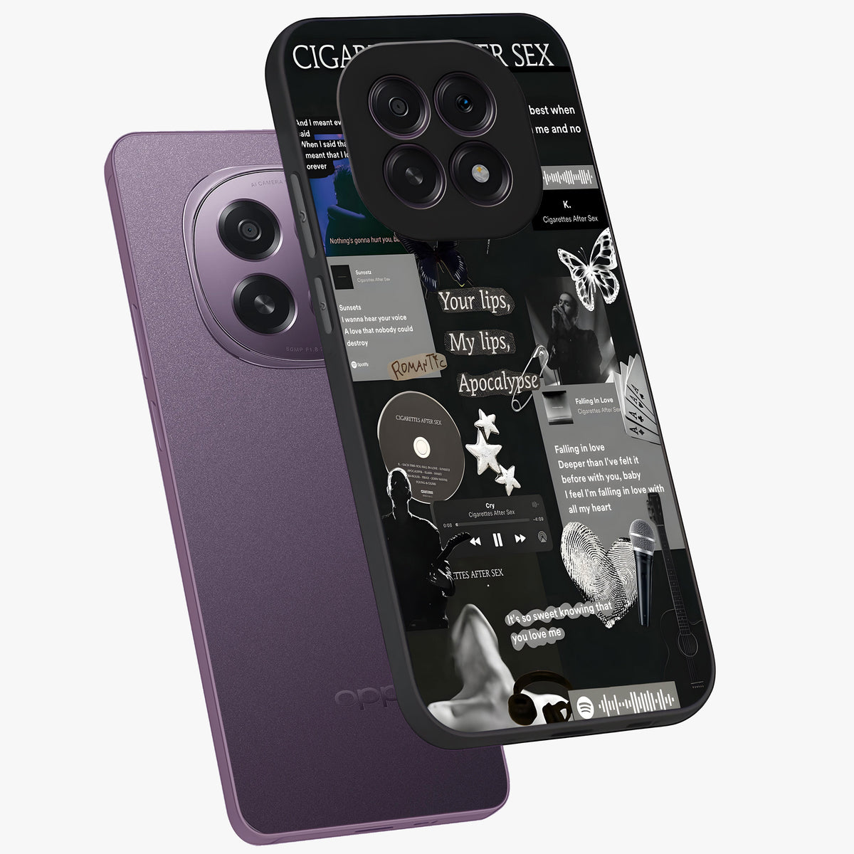 Midnight Love Echo Glass Case displayed in angled mockup highlighting elegant love inspired design with deep aesthetic style.