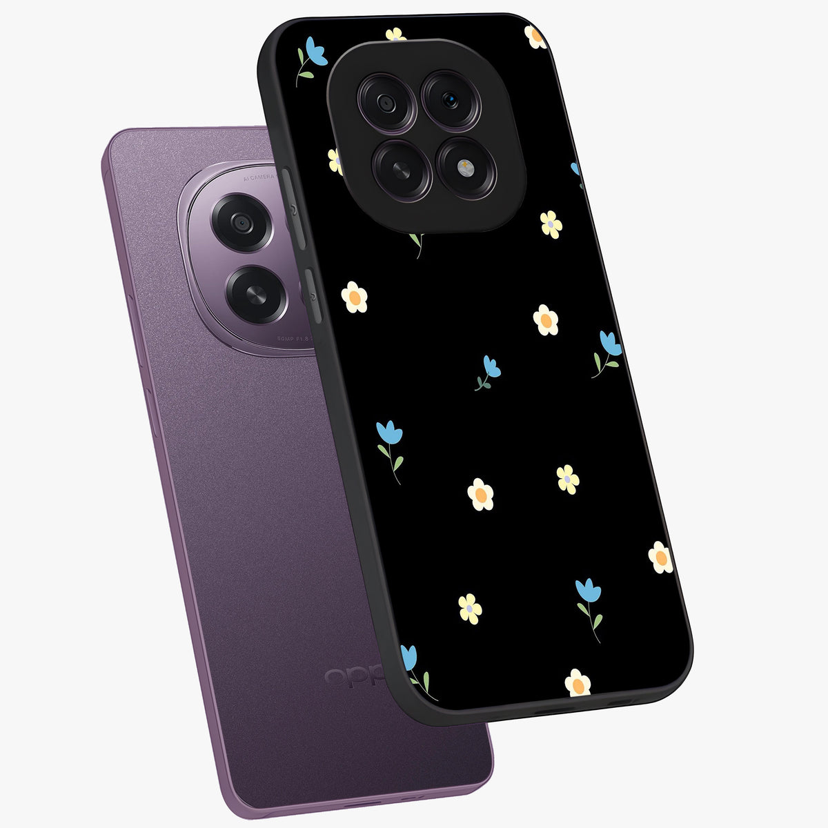 Minimal Petal Whispers Glass Case displayed in angled mockup highlighting delicate petal design with clean minimal aesthetic.