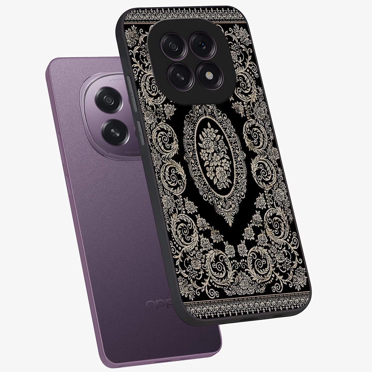 Noir Bloom Elegance Glass Case displayed in angled mockup highlighting refined flower design with stylish noir aesthetic.