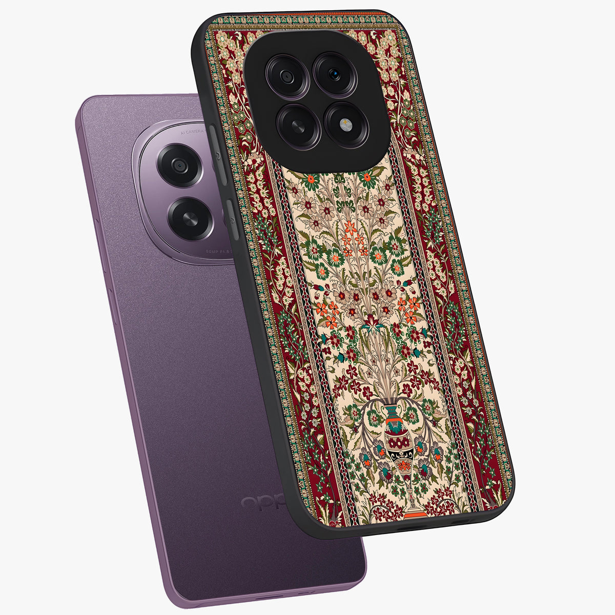 Persian Inspired Glass Case displayed in angled mockup highlighting intricate traditional design with elegant cultural aesthetic.