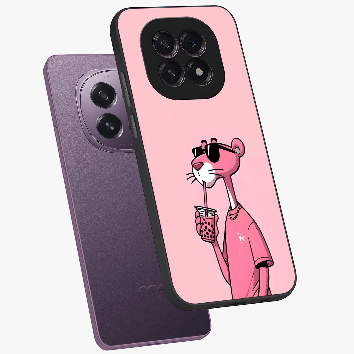 Pink Panther Glass Case displayed in angled mockup highlighting playful cartoon character design with vibrant pink aesthetic.
