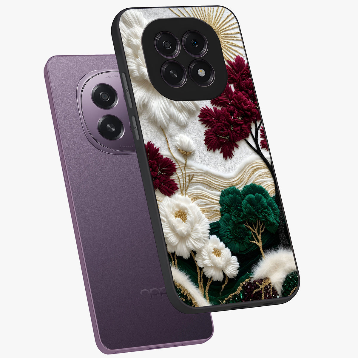 Radiant Bloom Elegance Glass Case displayed in angled mockup highlighting graceful floral design with radiant aesthetic style.