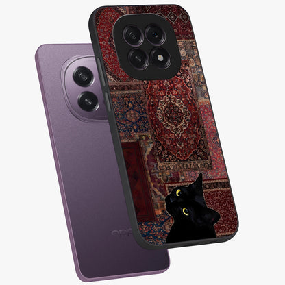 Regal Magic Cat Apple Glass Case displayed in angled mockup highlighting whimsical feline design with fantasy aesthetic.