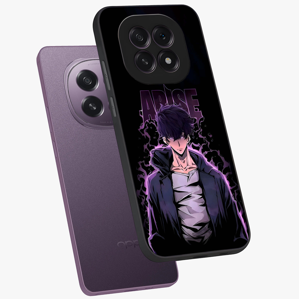 Shadow Monarch Awakening Glass Case displayed in angled mockup highlighting dramatic shadow warrior design with fantasy aesthetic.