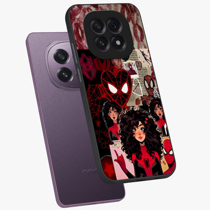 Spider Love Story Glass Case displayed in angled mockup highlighting expressive comic inspired design with playful aesthetic.