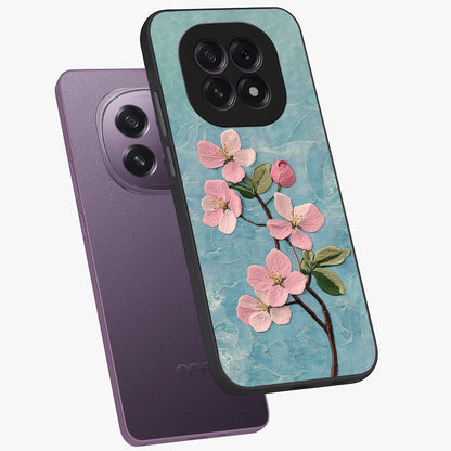 Threaded Blossom Breeze Glass Case displayed in angled mockup highlighting elegant floral design with soft aesthetic style.