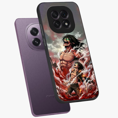 Titan Awakening Fury Glass Case displayed in angled mockup highlighting dramatic giant warrior design with bold anime aesthetic.
