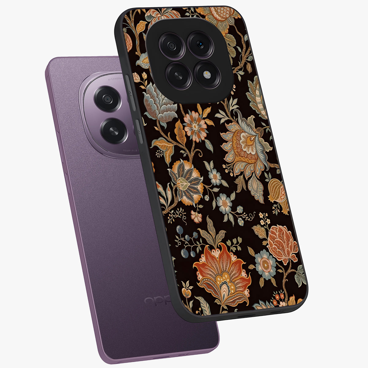 Vintage Floral Dream Glass Case displayed in angled mockup highlighting elegant vintage flower design with soft aesthetic style.
