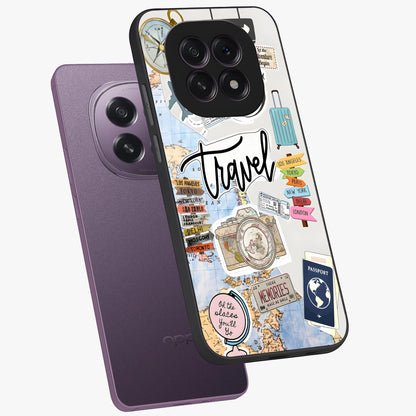 Wanderlust Journal Glass Case displayed in angled mockup highlighting adventure themed design with aesthetic travel vibe.