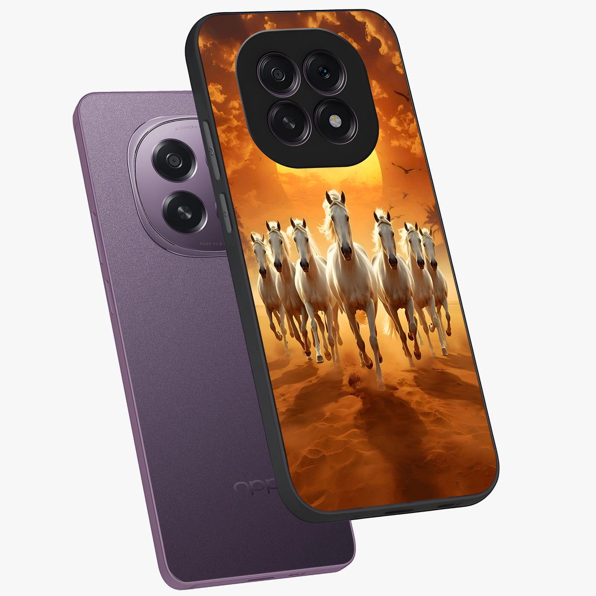 Wild Sunset Majesty Glass Case displayed in angled mockup highlighting vibrant sunset sky design with scenic aesthetic.