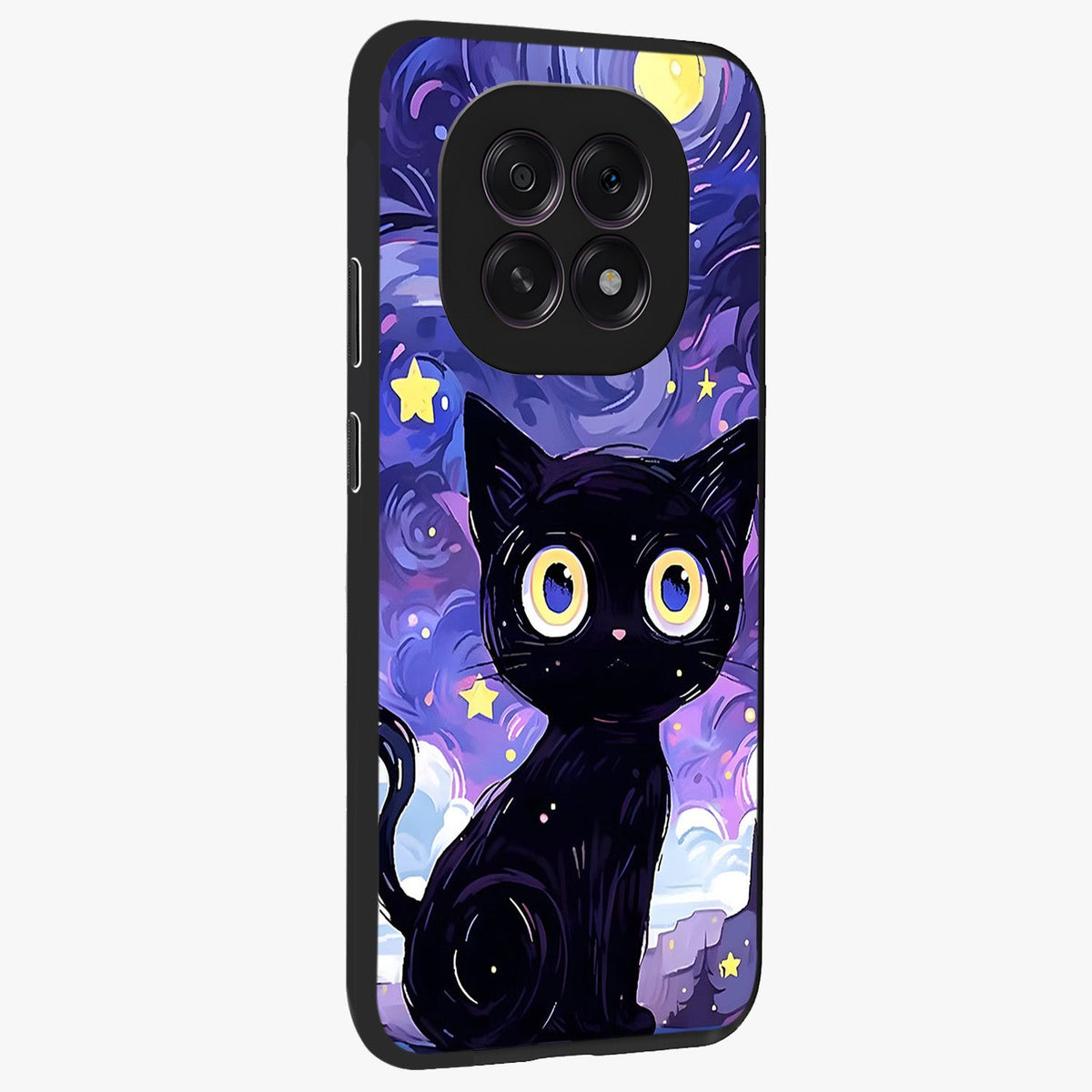 Abstract Cat Art Glass Case upright view showcasing creative feline illustration and aesthetic artistic style.