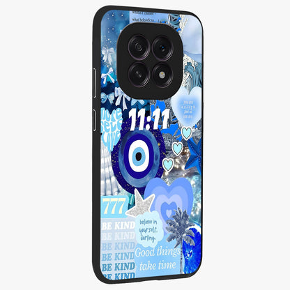 Aesthetic Be Kind Eye Glass Case upright view showcasing stylish eye illustration with positive message theme.